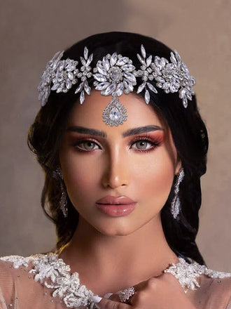 Sparkly Heavy Industry Creative 3D Rhinestone Flower Headband Wedding Dress Accessories