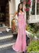 Beautiful Mermaid Pink Draped High Slit V-neck Strapless Prom Dress,OLP2162