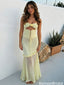 Sexy Pale Yellow Strapless Sleeveless Cutout Mermaid Long Chiffon Prom Dress,OLP2349