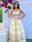 Unique Corset Top Prom Dress with Ruffled Tulle Skirt Beautiful Tea Length,OLP2286
