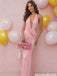 Pink Halter Neck Prom Dress Deep V Backless Jersey Mermaid Evening Gown,OLP2072