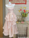 Beautiful Pink Ruffled Tiered Prom Gown Beaded Straps,OLP2097