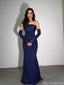 Sexy Navy Sweetheart Mermaid Long Prom Dress Ideas, Evening Party Dresses, OLP1498