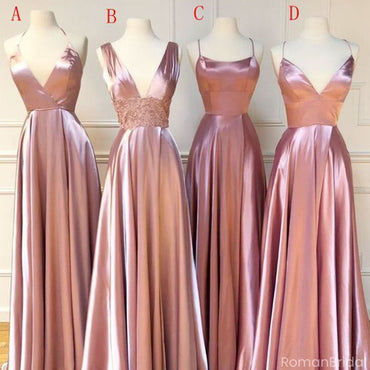 Simple Mismatched Sleeveless A-Line Long Bridesmaid Dresses Online , BG869