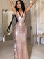 Sparkly Pink V-Neck Mermaid Long Prom Dress Ideas, Evening Party Dresses, OLP1598