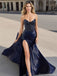 Sexy Blue Sweetheart Mermaid Side Slit Long Prom Dress Ideas, Evening Party Dresses ,OLP1176