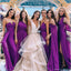 Elegant Mismatched Purple Sleeveless A-Line Long Bridesmaid Dresses Online, BG902