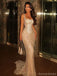 Sparkly Champagne Gold Sequin Prom Dress Fancy Square Sleeveless Formal Gown,OLP1716