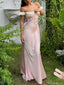 Elegant Pink Off-Shoulder Mermaid Long Prom Dress Ideas, Evening Party Dresses, OLP1583