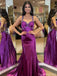 Unique Purple Spaghetti Strap Mermaid Side Slit Long Prom Dress Ideas, Evening Party Dresses, OLP1664