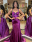 Unique Purple Spaghetti Strap Mermaid Side Slit Long Prom Dress Ideas, Evening Party Dresses, OLP1664