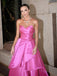 Unique Gown Sweetheart Sleeveless A-line Satin Ruffles Long Prom Dresses Online, OL582