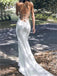 Simple Spaghetti Strap Sleeveless Mermaid White Satin Long Wedding Dresses With Trailing, WD0550