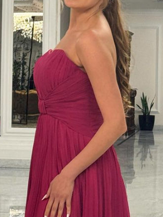 Simple Sweetheart Sleeveless A-line Satin Long Evening Prom Dresses Online, OLP676