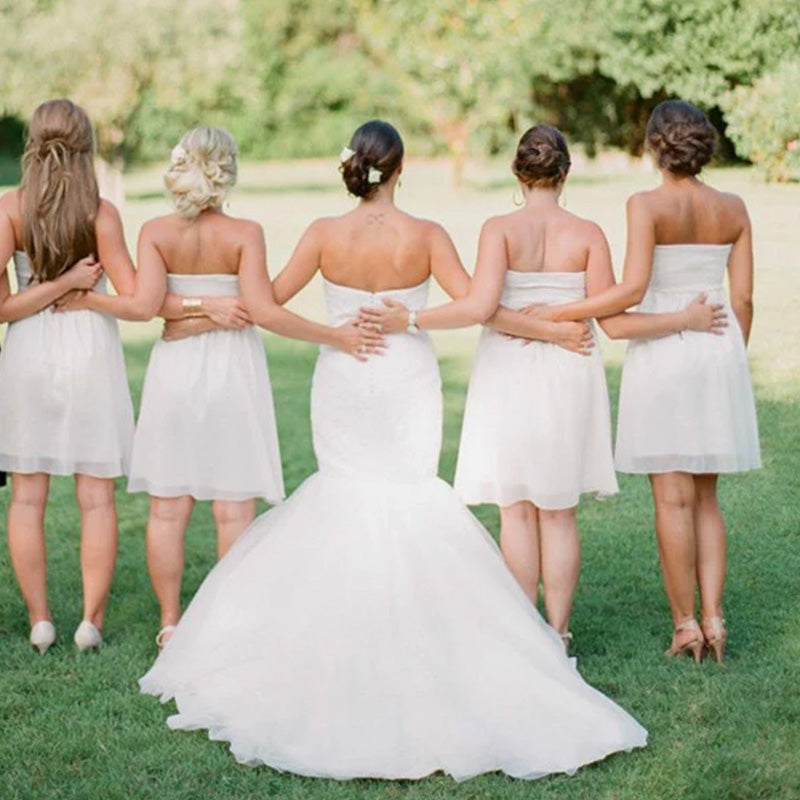 Sexy Sweetheart Sleeveless A-line Chiffon White Bridesmaid Dresses Online, BG822