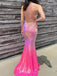 Sexy Spaghetti Strap Sleeveless Mermaid Sequin Long Prom Dresses With Trailing For Party Online, OL373