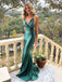 Soft Spaghetti Strap Sleeveless Mermaid Satin Evening Prom Dresses Online, OLP865