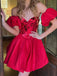 Elegant Off-shoulder Short Satin Red A-line Homecoming Dresses For Party Online, HD0800