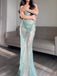 Sexy Spaghetti Strap Sleeveless Mermaid Sequin Long Evening Prom Dresses Online, OLP644