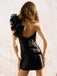 Sexy One-shoulder Black Sleeveless Mermaid Satin Homecoming Dresses For Party Online, HD1137