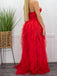 Elegant Sweetheart Sleeveless A-line Tulle Ruffles Long Prom Dresses Online, OL548