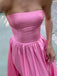 Cute Sweetheart Sleeveless A-line Satin Long Evening Prom Dresses Online, OLP787