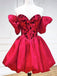 Elegant Off-shoulder Short Satin Red A-line Homecoming Dresses For Party Online, HD0800