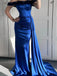 Sexy Off-shoulder Sleeveless Mermaid Satin Evening Prom Dresses Online, OLP816