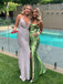 Soft Spaghetti Strap Sleeveless Mermaid Satin Evening Prom Dresses Online, OLP808