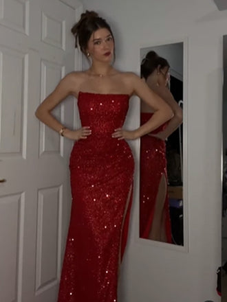 Shiny Sweetheart Sleeveless Mermaid Sequin Evening Prom Dresses Online, OLP822