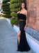 Sexy Sweetheart Sleeveless Mermaid Satin Long Evening Prom Dresses Online, OLP760