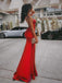 Sexy Spaghetti Strap V-neck Sleeveless Mermaid Satin Long Evening Prom Dresses Online, OLP704