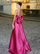 Soft Spaghetti Strap Sleeveless A-line Satin Long Evening Prom Dresses Online, OLP748