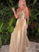 Simple Spaghetti Strap Sleeveless A-line Satin Long Prom Dresses Online, OLP600