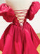 Elegant Off-shoulder Short Satin Red A-line Homecoming Dresses For Party Online, HD0800