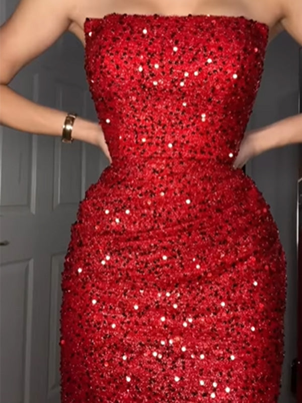 Shiny Sweetheart Sleeveless Mermaid Sequin Evening Prom Dresses Online, OLP822