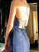 Shiny Spaghetti Strap V-neck Sleeveless Mermaid Sequin Prom Dresses With Slit Online, OL560