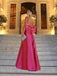 Soft Spaghetti Strap Sleeveless A-line Satin Long Evening Prom Dresses Online, OLP748