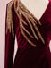 Elegant V-neck Full Sleeve Mermaid Velvet Long Prom Dresses With Trailing For Party Online, OL328