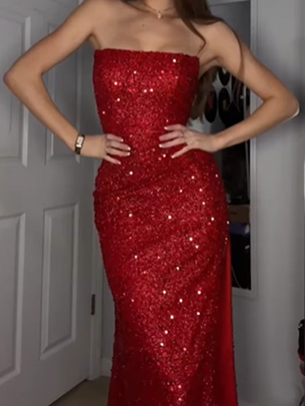 Shiny Sweetheart Sleeveless Mermaid Sequin Evening Prom Dresses Online, OLP822