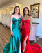 New Arrival Sweetheart Sleeveless Green Red Mermaid Prom Dresses with Side Slit, OL009