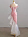 New Arrival Off the Shoulder Mermaid Pink Velvet Prom Dresses with Beading, OL010