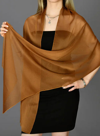 Brown Chiffon Evening Shawl Formal Dress Wrap