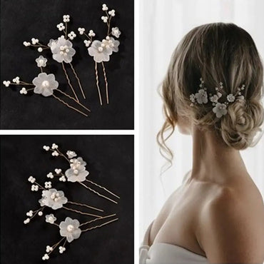 Pearl Flower Hair Pins Set Bridal Hair Accessories