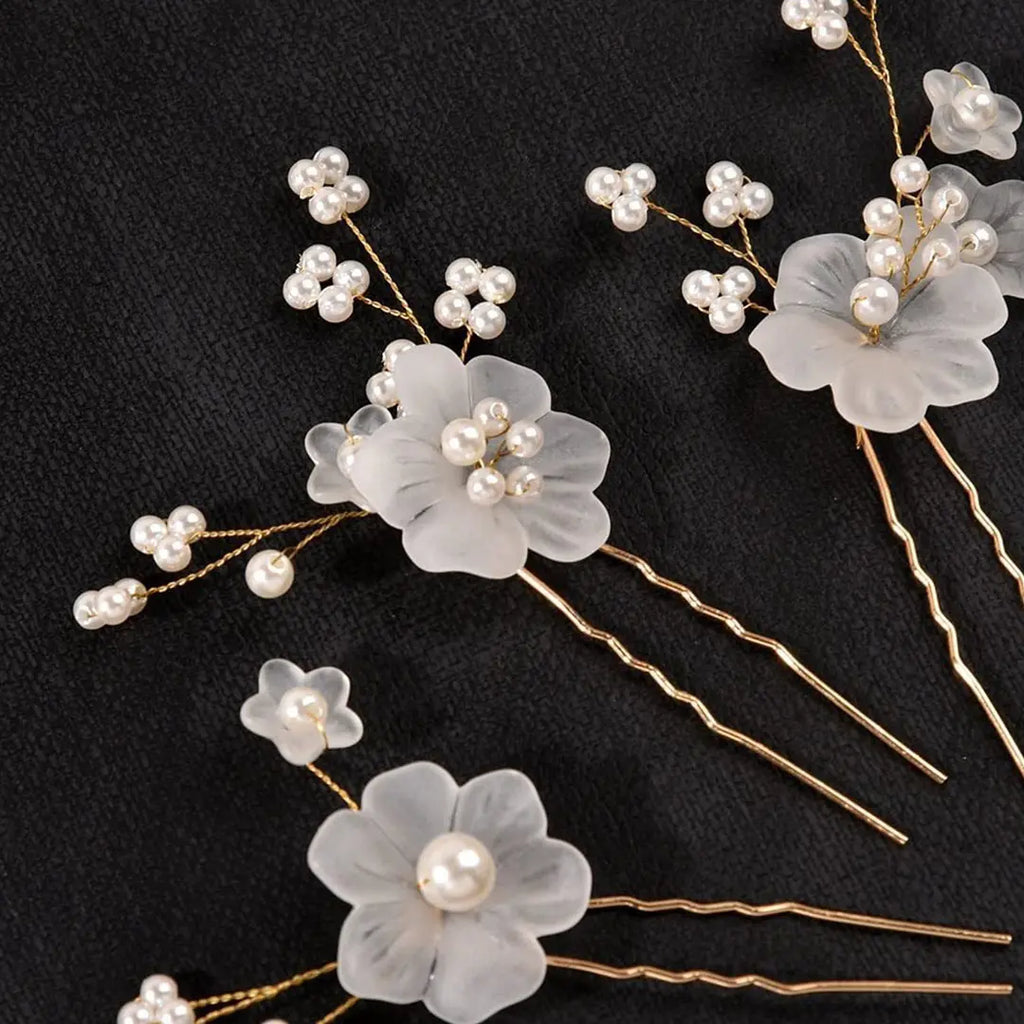 Pearl Flower Hair Pins Set Bridal Hair Accessories