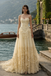 Elegant Yellow Floral Sweetheart A-Line Long Prom Dress Ideas, Evening Party Dresses , OLP1244