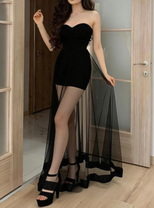 Elegant Sweetheart Mermaid Tulle Illusion Prom Dresses Formal Dress, OL680