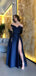 Sexy Off-shoulder Sleeveless Mermaid Satin Evening Prom Dresses Online, OLP838