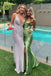 Soft Spaghetti Strap Sleeveless Mermaid Satin Evening Prom Dresses Online, OLP808