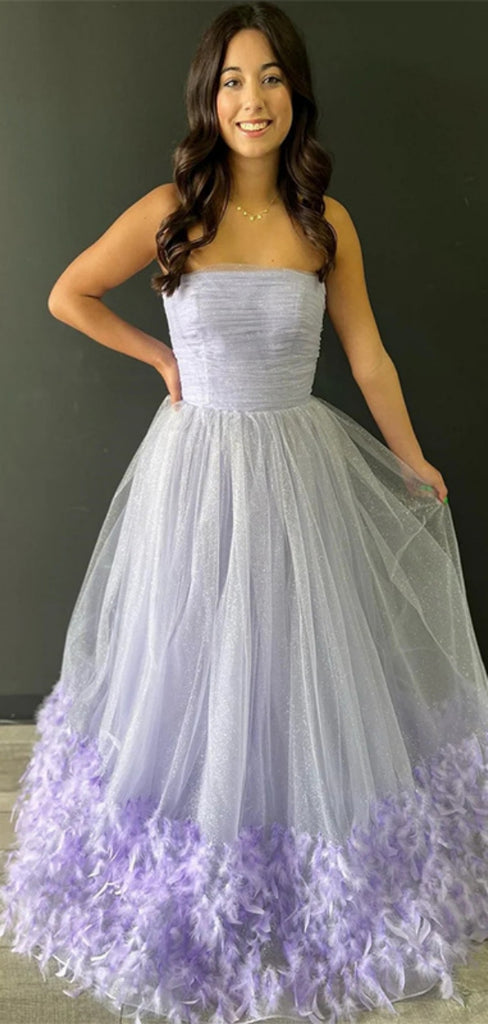 Formal Sweetheart Sleeveless A-line Tulle Long Prom Dresses For Party Online, OL376